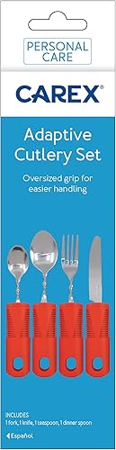 Miniatura 7 de Carex Utensilios adaptativos, utensilios construidos para adultos, cubiertos para pacientes con Parkinson, artritis, manos artríticas