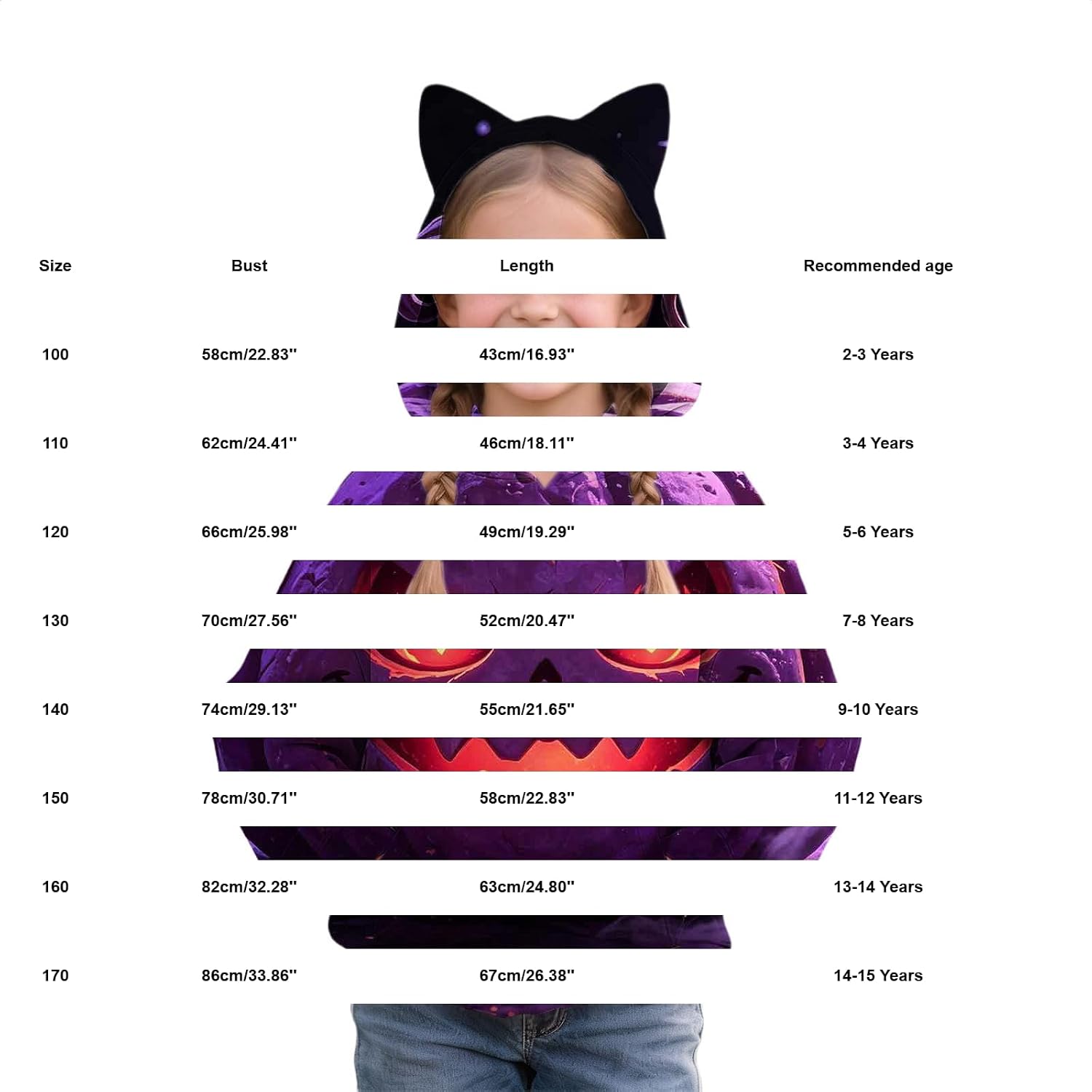 Oversized Hoodie for Girls Cute Graphic Cat Ear Halloween Hooded Pullover Casual Comfy Long Sleeve Crew Neck Athletic