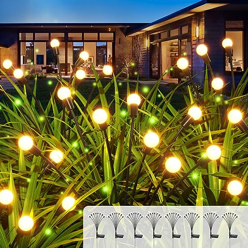 BONLION Solar Garden Lights, 8 Pack 64 LED Firefly Solar Lights Outdoor Waterproof, Swaying by Wind with Higher Flexibility,Bright Up to 10 Hours, Solar Lights for Outside, Yard, Patio, Pathway Décor by BONLION - Used condition - US$20.30