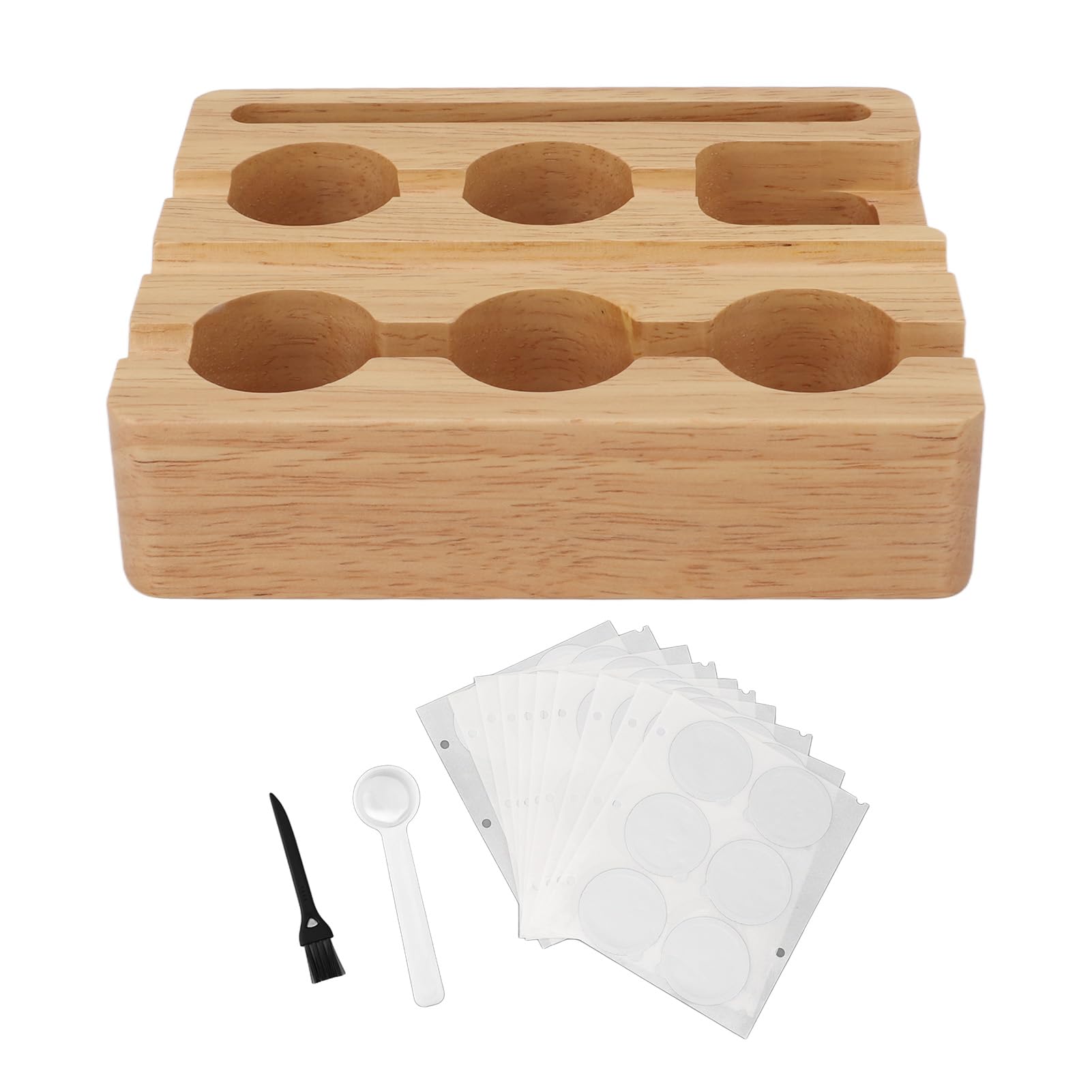 Kit de recarga de cápsulas de café reutilizables, 60 piezas, 37 mm, tapa de sellos de papel de aluminio con soporte de, cuchara para cepillo para cápsulas de café originales,