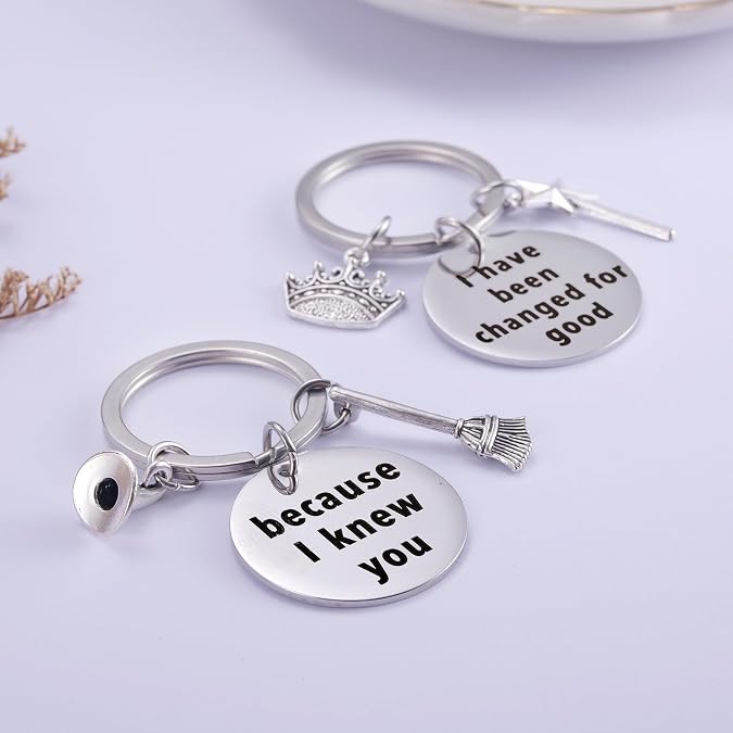 Ralukiia Wicked Inspired BFF Keychain Set for 2, Elphaba and Glinda Best Friend Key Chains, Wicked Key Rings Pair, Oz Friendship Jewelry Gift for Best Friends