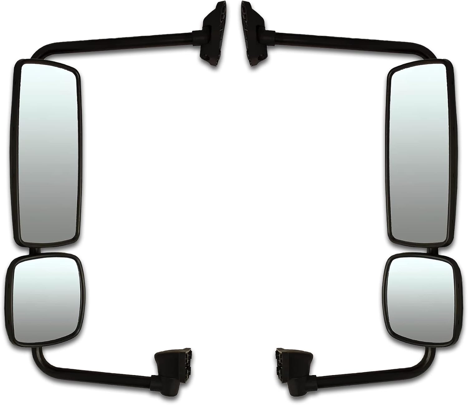 KOZAK Chrome Door Mirror Assembly with Arm (Right Passenger and Left Driver Side) Compatible with Freightliner M2 2004-2016 & Columbia Semi Truck PLUS Logo, 2x22" Windshield wipers and Vest