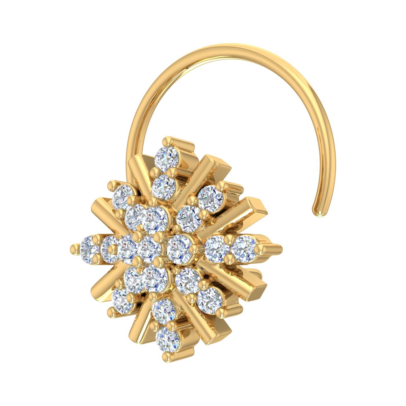 1/10 Carat Natural Diamond Nose Pin Wire Nose Pin in 14K Solid Gold Body Piercing Jewelry Nose Stud Gift for Women