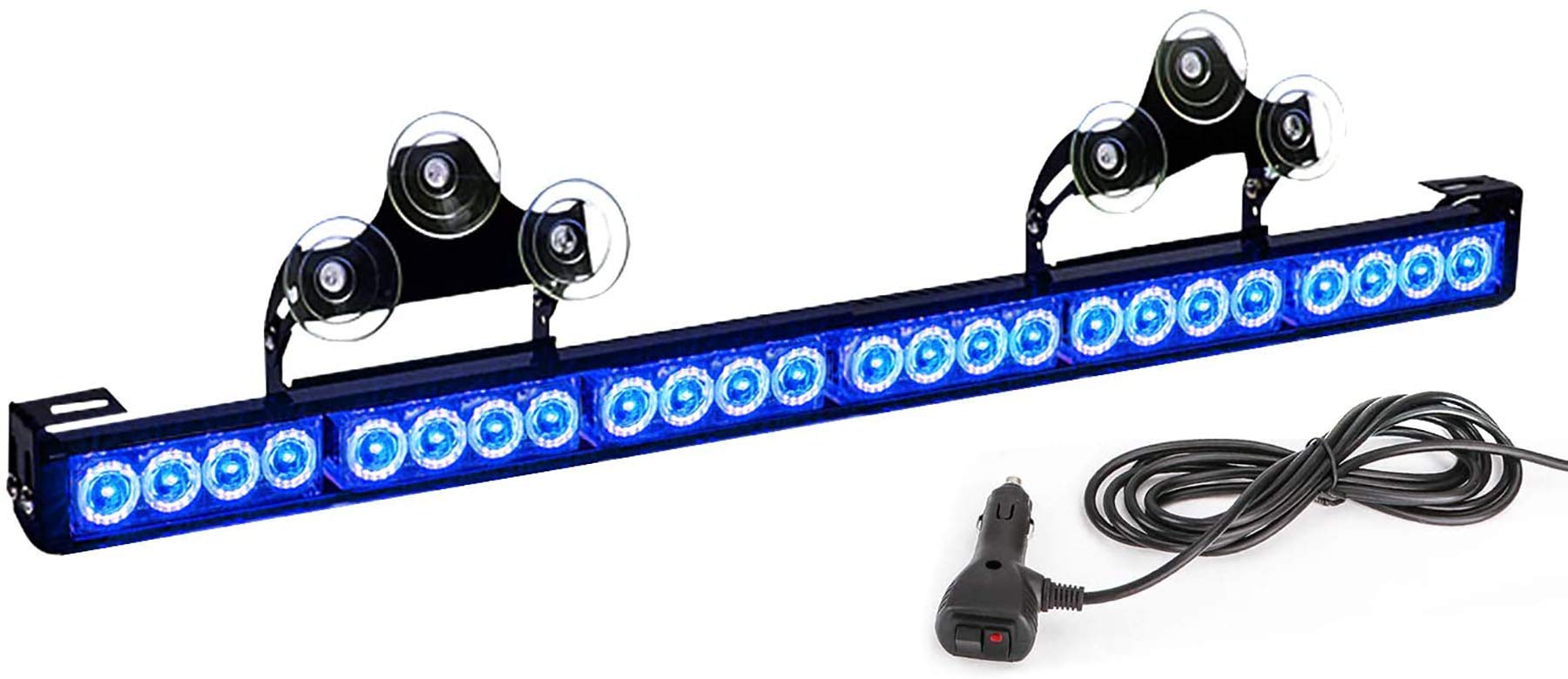 TeddyTT First Responder Blue Emergency Strobe Lights For Firefighters Police Fire Vehicles LED Warning Light Bra 6 Block 27 Inch 13 Flash Patterns With Cigar Lighter Safety for Rear Window