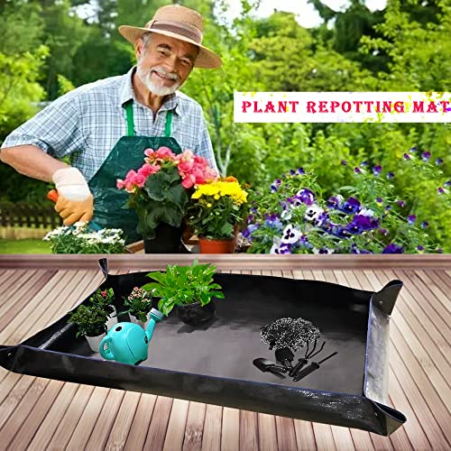 Biuwing 2 Pcs Large Repotting Mat For Plant Transplanting And Mess Control, 43" X 29" Thickened Foldable Waterproof Plant Potting Tray, Portable Potting Mat Gardening Tray For House Plants Succulents #TOP1