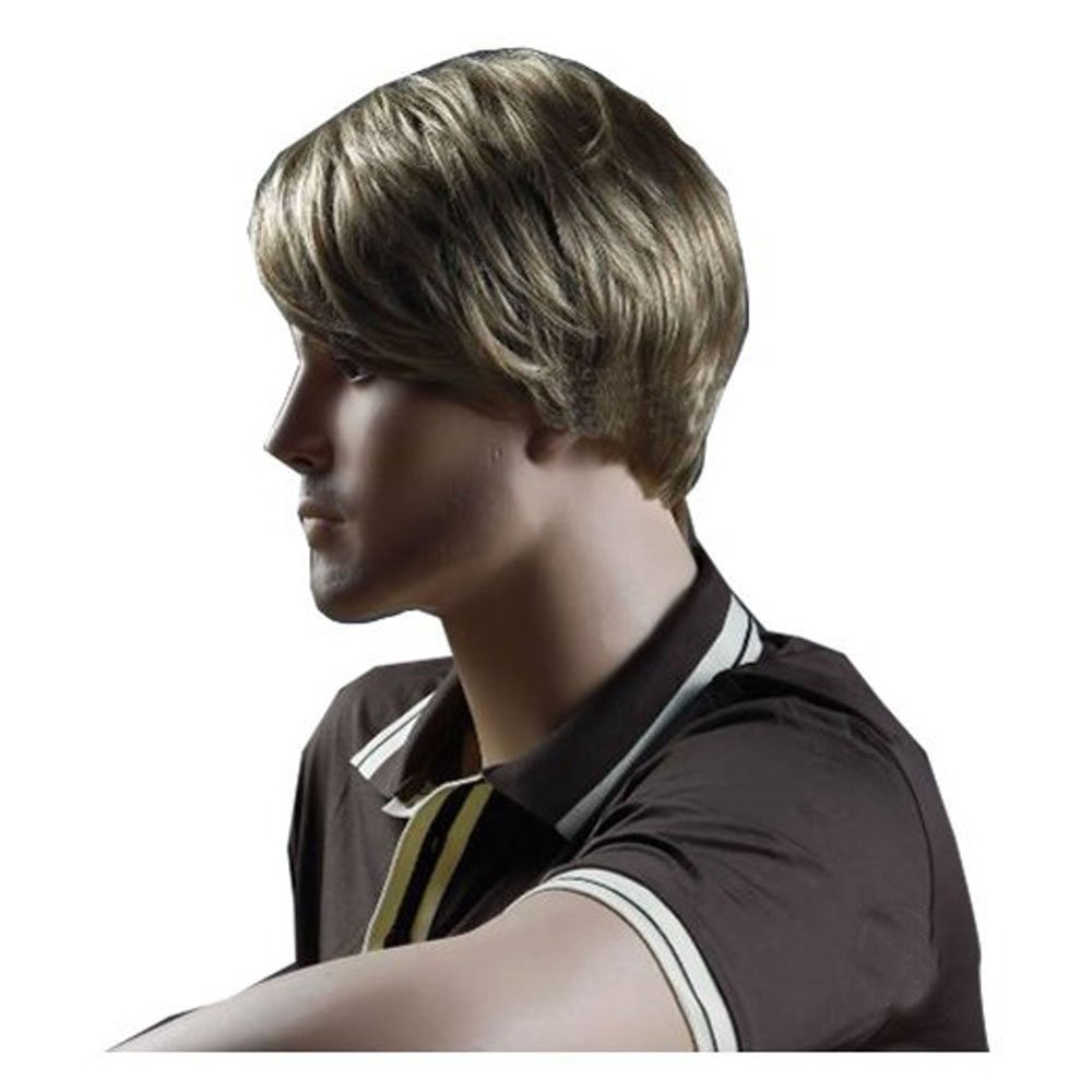 MELADY Flaxen Short Straight Synthetic Men Hair Replacement Wigs
