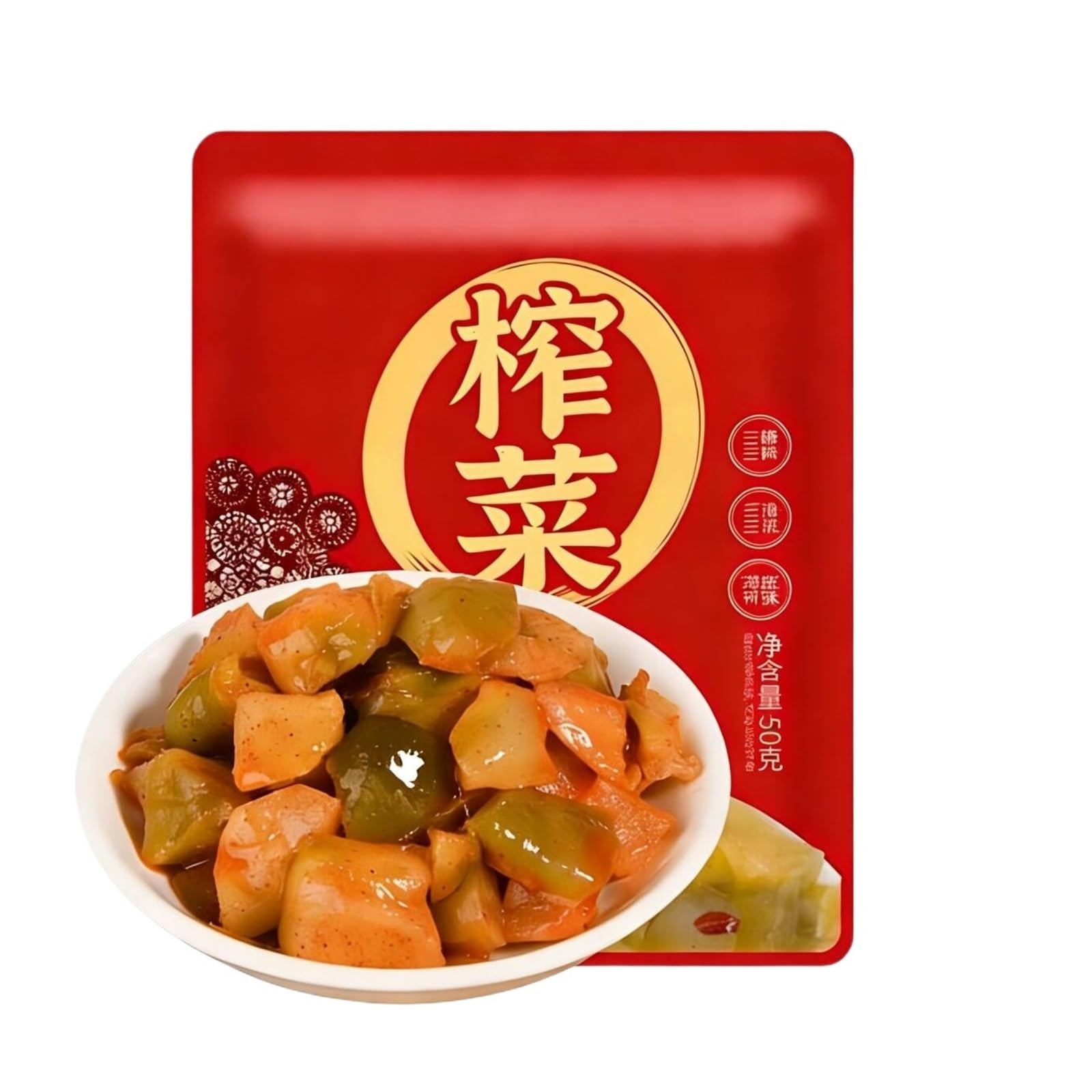 Frische und duftende eingelegte Senfknolle, 50 g x 5 Beutel, eine knusprige und köstliche Beilage, perfekt zu Reis(10bag,#1(50g))