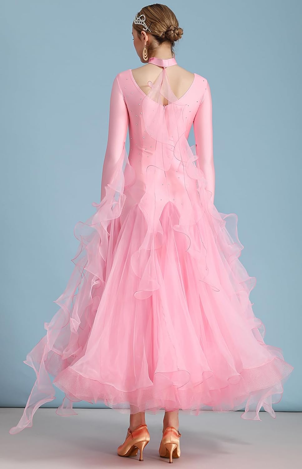 ORIDOOR Flash Rhinestone Ballroom Dance Waltz Tango Standard Competition Dance Dress SIZE SMALL