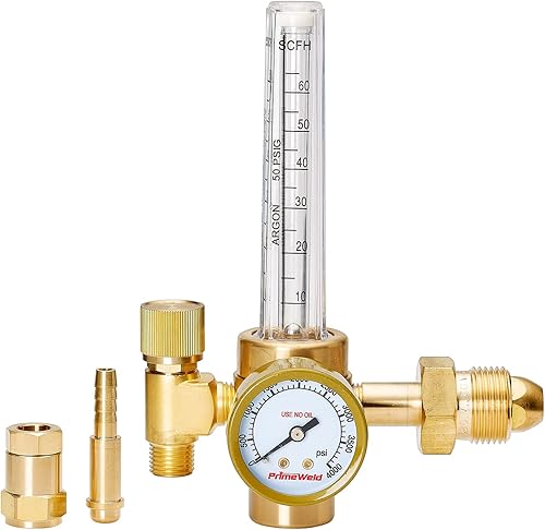 PrimeWeld Regulador del medidor de flujo de soldadura, CO2, argón, helio, metro único, medidor de gas de soldador