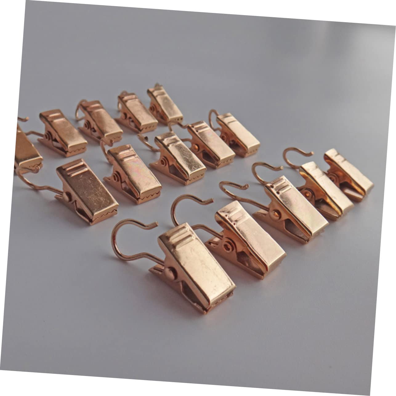 BESTYASH 60Pcs Curtain Clips Iron Rings with Hooks Skid Drapery Fasteners for Pocket Curtains Golden Design for Easy Installation and Long Term Use