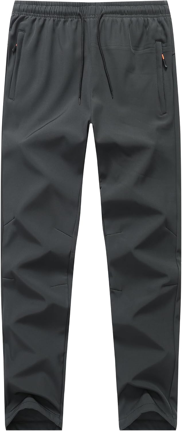 Boys Fleece Lined Warm Joggers Pants Waisted Thermal Winter Sweatpants Running Hiking with Zipper Pockets