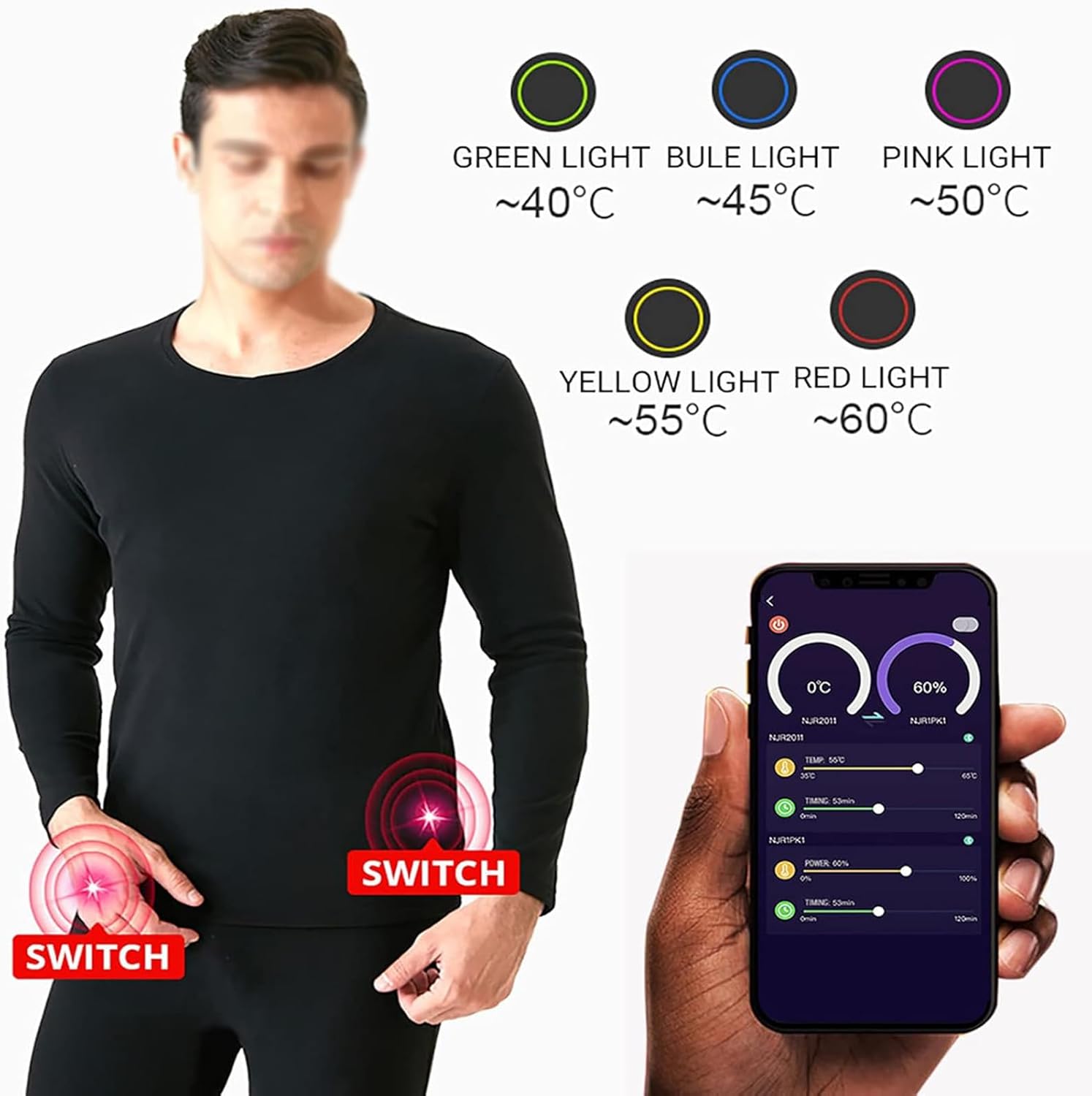 20 Zone Heated Thermal Underwear,Winter Warm Top and Pants 5 Heating Levels Heated Base Layer for Women Men
