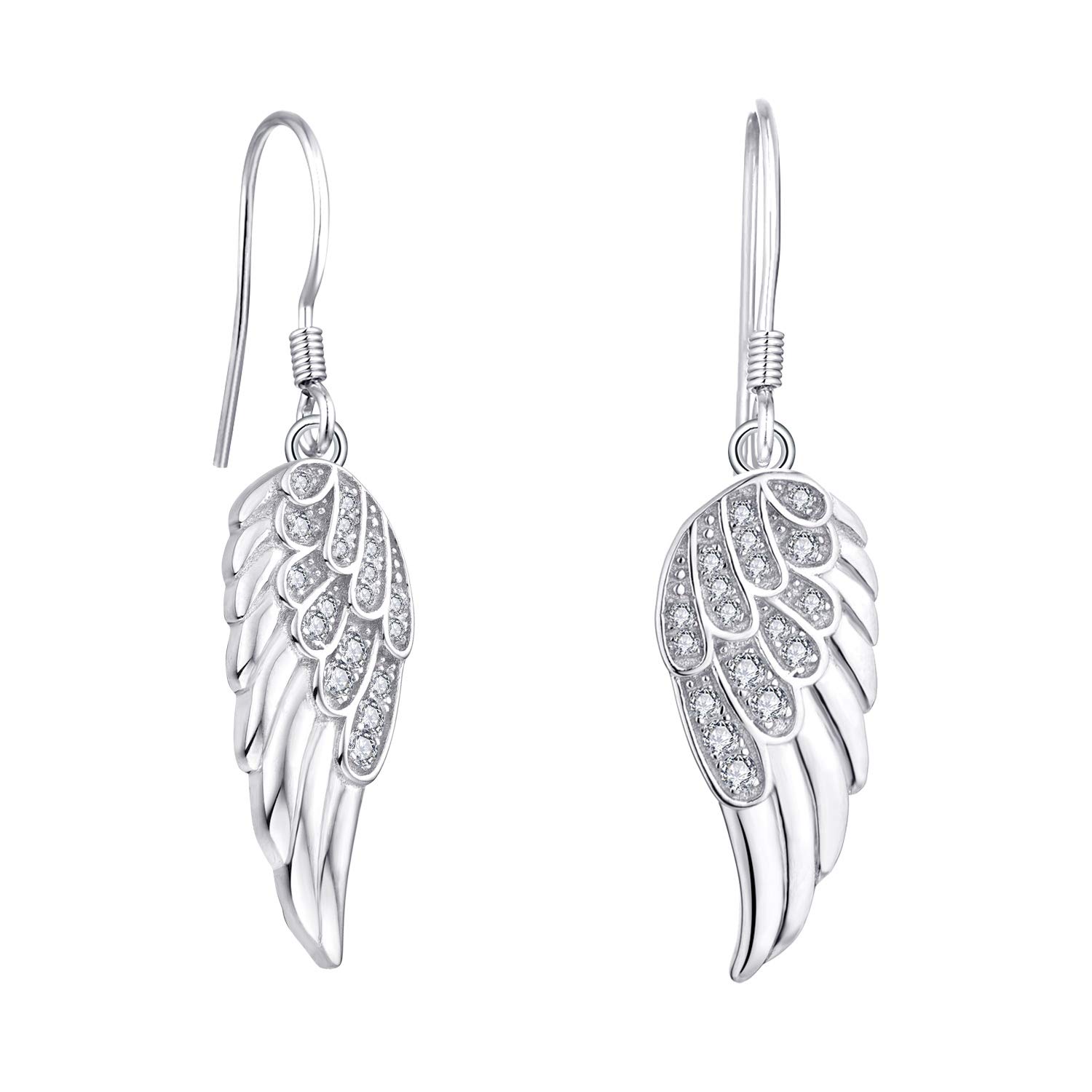 Starchenie Angel Wings Dangle Earrings for Women 925 Sterling Silver Cubic Zirconia Threader Earrings