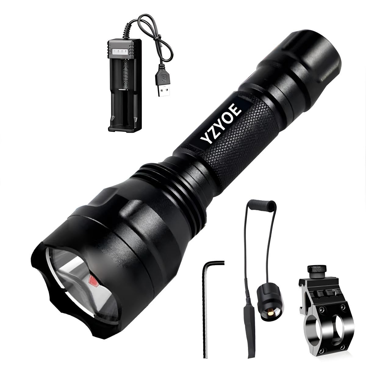 YZYOE Rechargeable 850NM Infrared Tactical Flashlight, 850 Infrared Hunting Observation Light, Universal Picatinny Track Installation kit with Pressure Switch for Pig Predator Light.