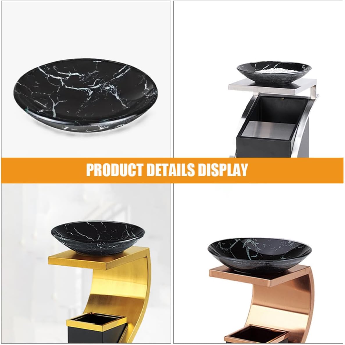 Outdoor Patio Glass Smoke Extinguishing Container Liner for Hotels and Offices, Safe and Reliable Smoke Extinguishing Holder with Black Glass Material, Outdoor Garbage Bin Smoke