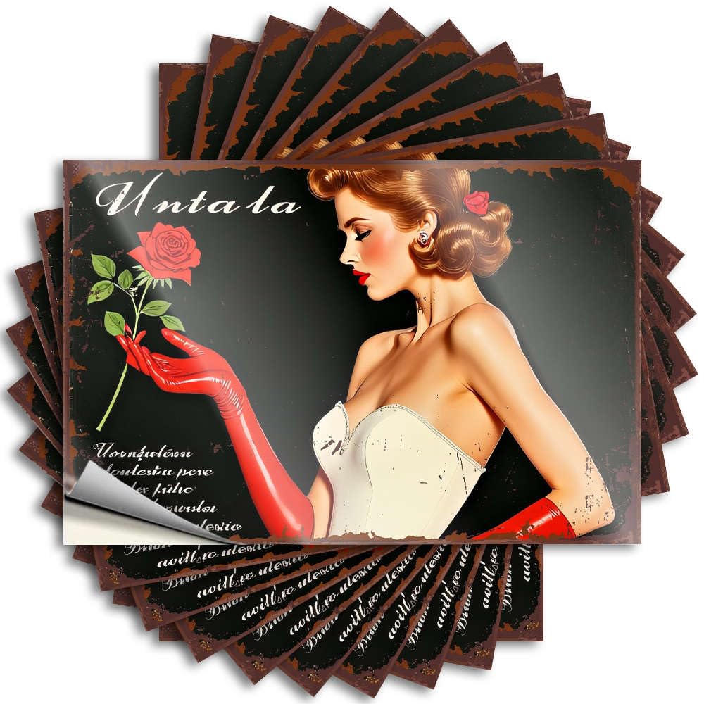 Fzfn Colour Fall Hat Bumper - A Woman In Red Gloves Holding A Rose. Custom Durable Sticker Easy Apply For Friends Decor(8X12cm)