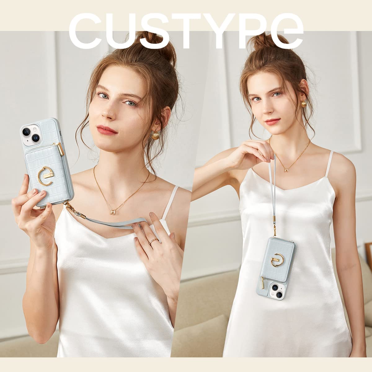 Amazon.co.jp: CUSTYPE iPhone 15用 ケース 財布 女性用 カード