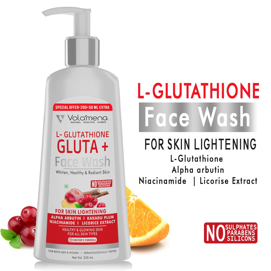 volamena glutathione skin lightening fairness cream Volamena L Glutathione Face Wash For Skin Brightening And Glow