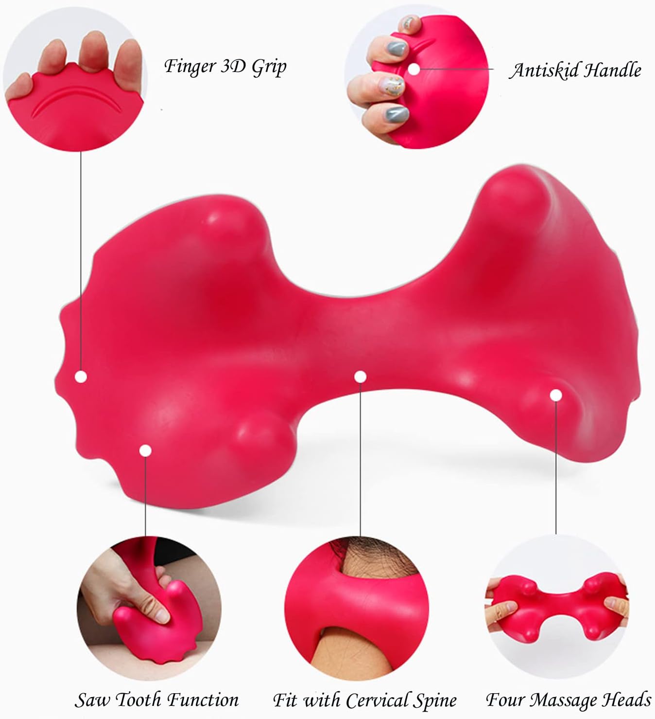 Hamdecro Neck Massager, Trigger Point Manual Self Muscle Massage, Neck & Head Massager for Relieve Muscle Pain(Rose Pink) : Health & Household