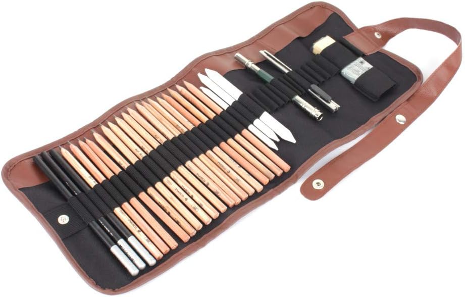 Sketch Pencil Drawing Pencil Set,18Pcs/Set Professional Art Kit Sketching Tools Pencils Charcoal Extender Paper Pen Cutter Eraser Drawing Set : Arts, Crafts & Sewing