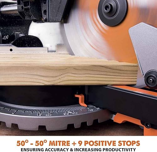 Miniatura 3 de Evolution Power Tools R255SMS - Sierra ingletadora deslizante de 10 pulgadas, multimaterial, multiusos, corta metal, plástico, madera y más