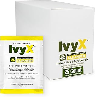 CoreTex Ivy X Post-Contact Poison Ivy Wipes - Pack of 25 Single-Use Treatment Wipes to Assist in Removal of Rashes - Also Works on Poison Oak & Sumac Oils - Travel Size Rash Remover