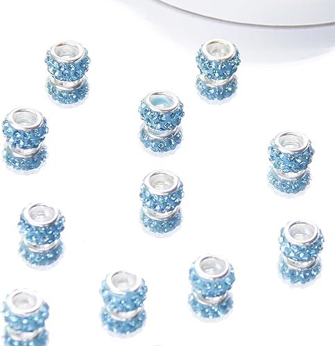 Vista 123 de 200 cuentas europeas de agujero grande – Mixcolor Lampwork Rhinestone Craft Beads para bricolaje pulseras joyería fabricación