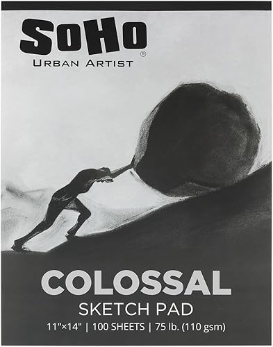 SoHo Urban Artist Colossal - Bloc de bocetos de 11 x 14 pulgadas, cuaderno de bocetos encuadernado con cinta para artistas, medios secos, grafito,