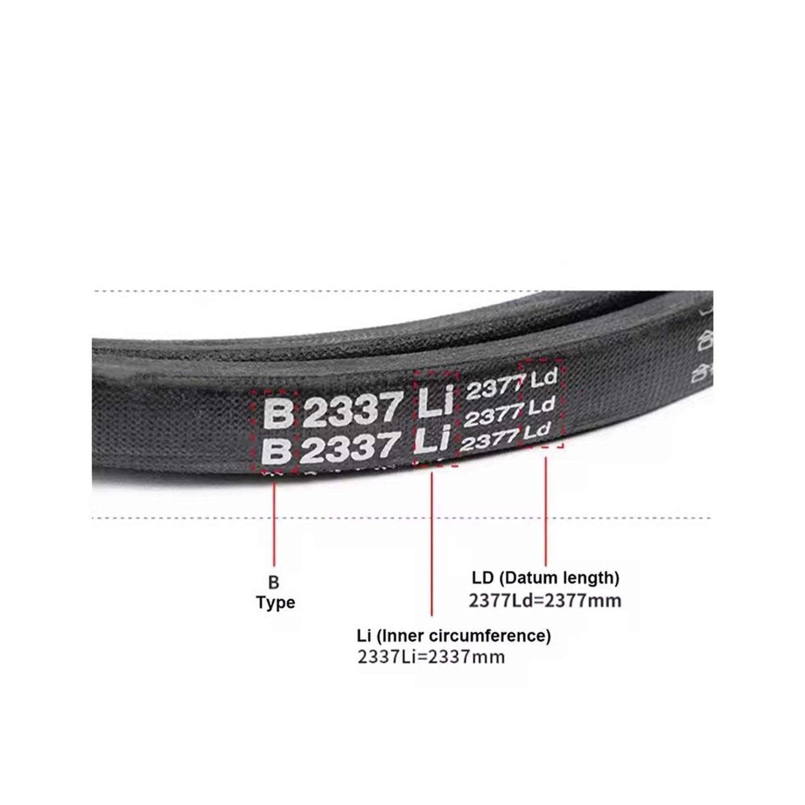 Gumowy trójkątny pasek klinowy typu B, obwód B1700mm-B2184mm Pas transmisyjny napędu przemysłowego w rolnictwie(Li 2030mm)