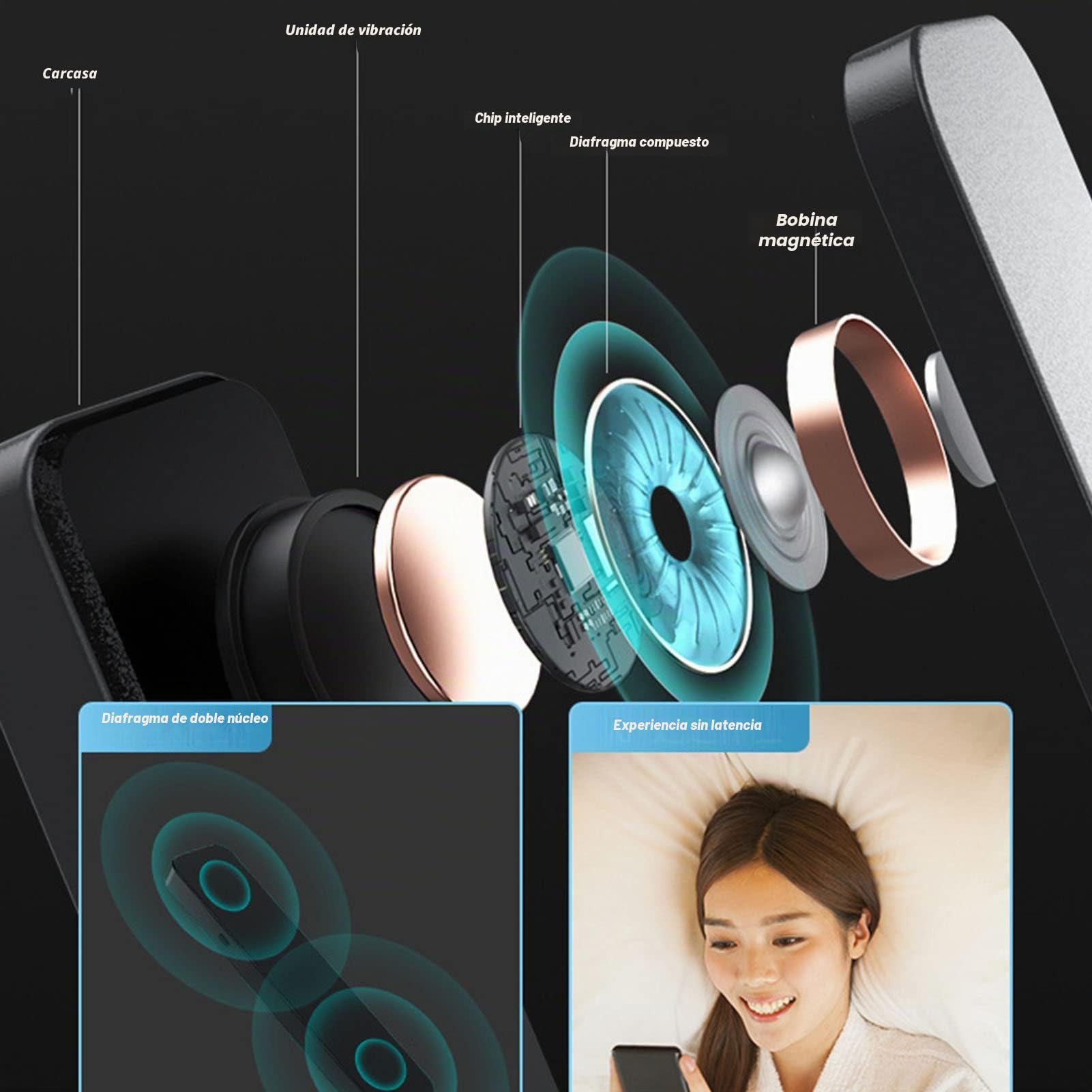 Altavoz de Almohada para Dormir, Conducción ósea, Estéreo, Bluetooth, Música, Sueño, Auriculares, bajo la Almohada, Altavoz Inalámbrico para Adultos, bebé, Tiempo Apagado, Sueño