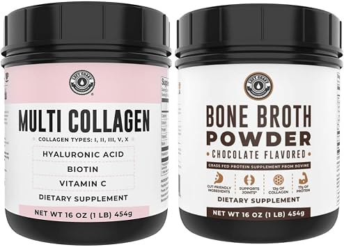 Left Coast Performance Chocolate Bone Broth and Multi Collagen Powder for Joint, Hair, Skin, and Nails Support