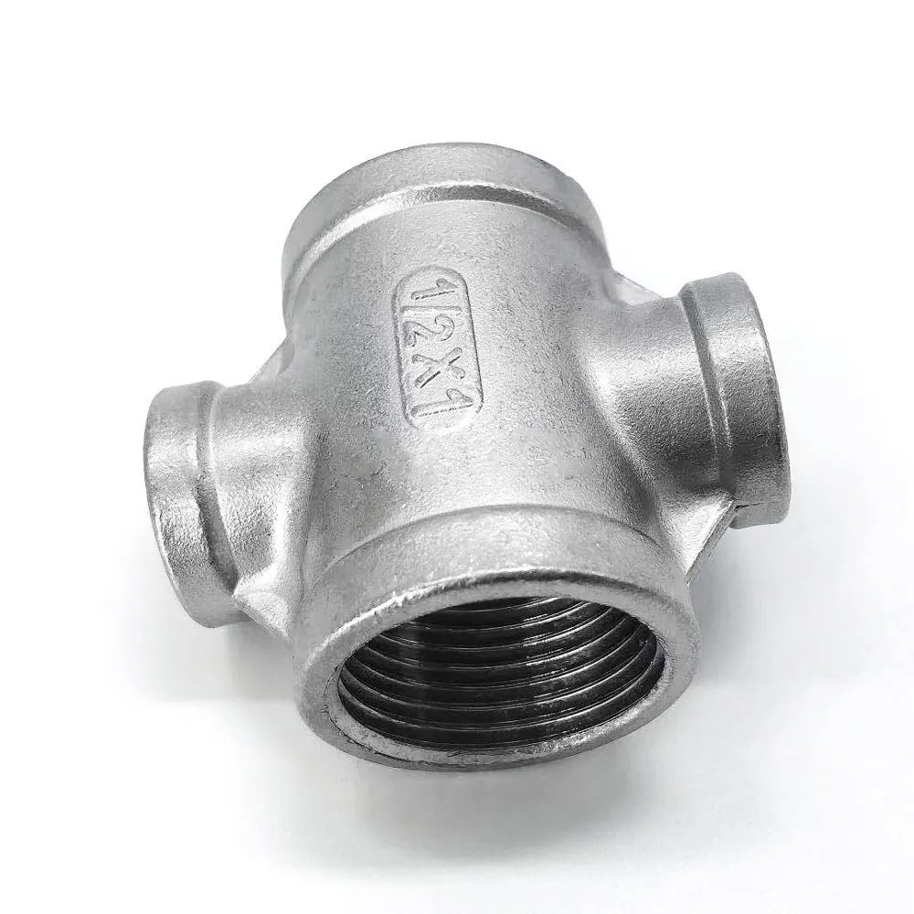 1/2" 3/4" 1" 1-1/4" 1-1/2" 2" Female Reducer Cross 4 Ways 304 Stainless Steel Pipe Fitting Connector Water Gas Oil(1-1l2 To 1l2 Inch)