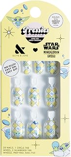 Olive & June Pressies Kids Press-On Nails, Star Wars Grogu Party, S/M | Kids press-on nails, no glue; 28 non-toxic tab nails in 14 sizes plus nail file; Star Wars The Mandalorian and Grogu