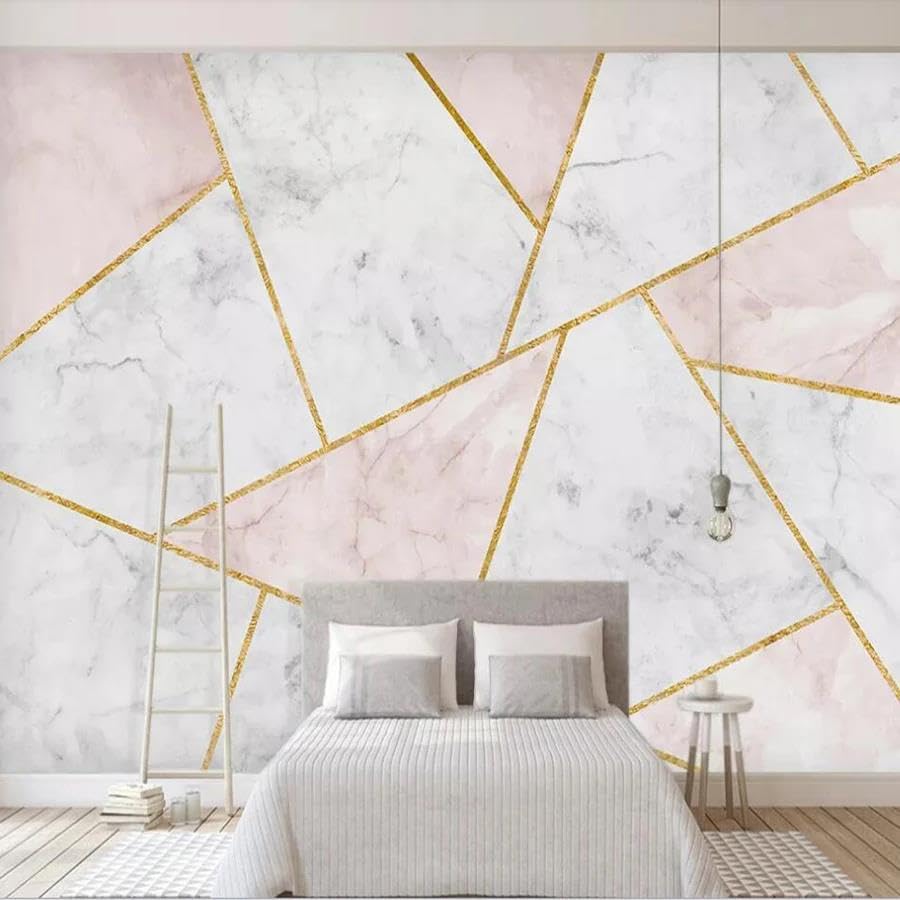 Papier peint 3D rose marbre ILIYA intissé lavable pour chambre