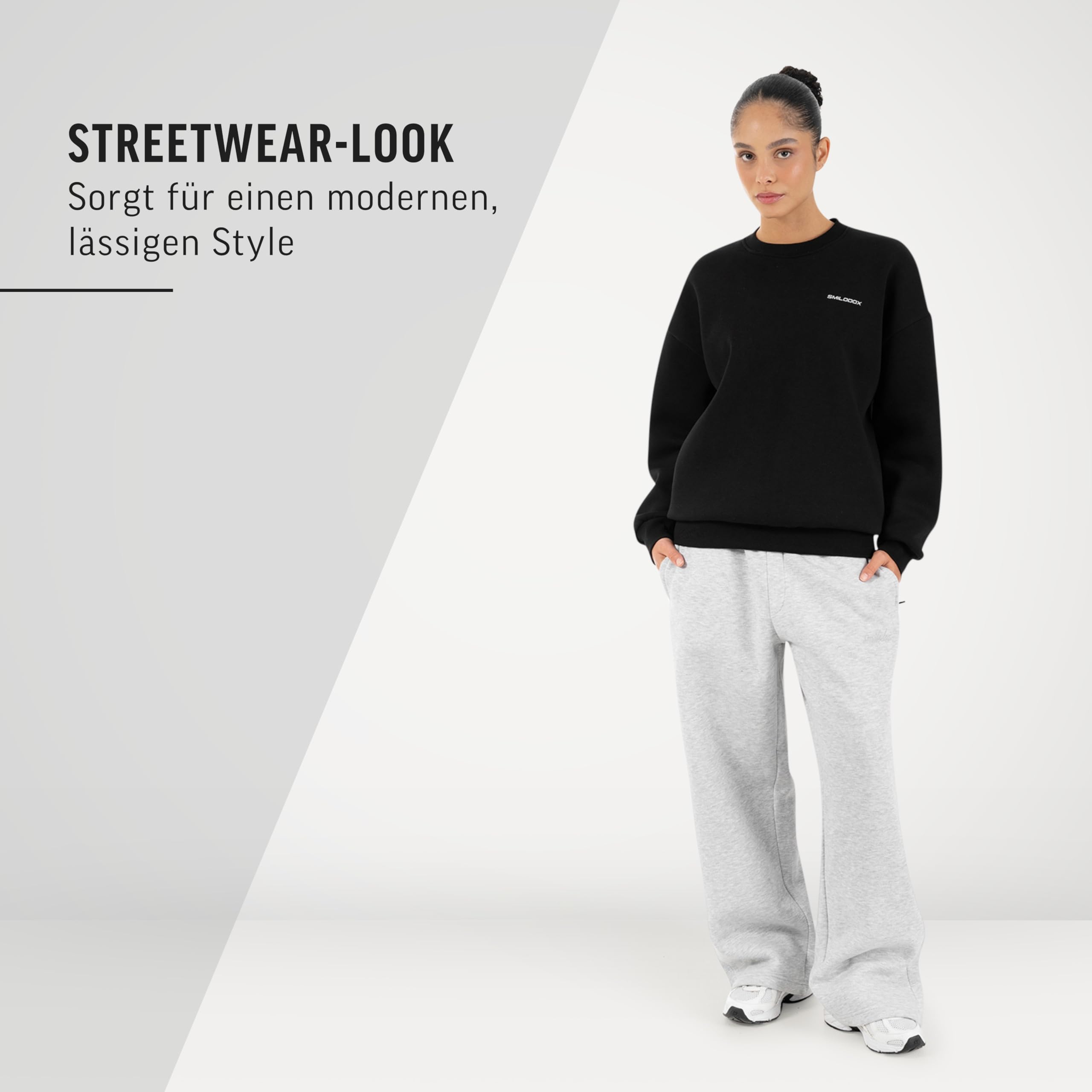 SMILODOX Sweatshirt Unisex Tane Oversize Fit Rundhals Pullover mit großem Rückenprint & Brustlogo, lockerer Streetwear Sweater aus weichem Material, Oversized Pullover für Herren Damen