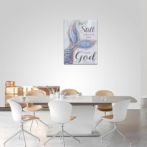 Miniatura 5 de Arte de pared de cola de sirena, decoración de pared de baño, impresiones en lienzo con versículos bíblicos, pintura enmarcada moderna, regalos para