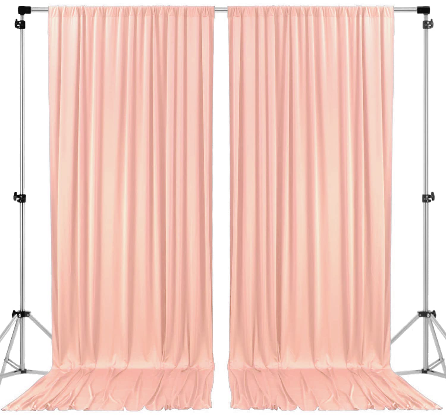 AK TRADING CO. 10 feet x 10 feet Polyester Backdrop Drapes Curtains Panels with Rod Pockets - Wedding Ceremony Party Home Window Decorations - Peach
