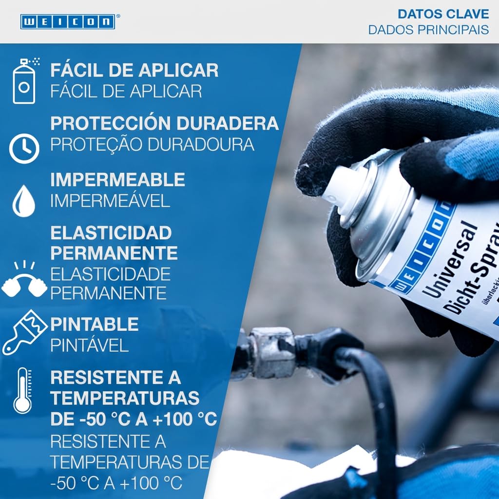 WEICON Spray Sellador Universal | 400 ml | Sellado impermeable para uso interior y exterior | Negro