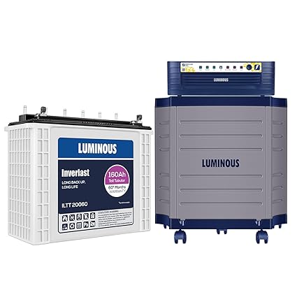 Luminous Inverter & Battery Combo (Hercules 1600 Square Wave 1500VA/12V Inverter with ILTT20060 Tall Tubular 160Ah Battery+ Trolley) for Home, Office & Shops