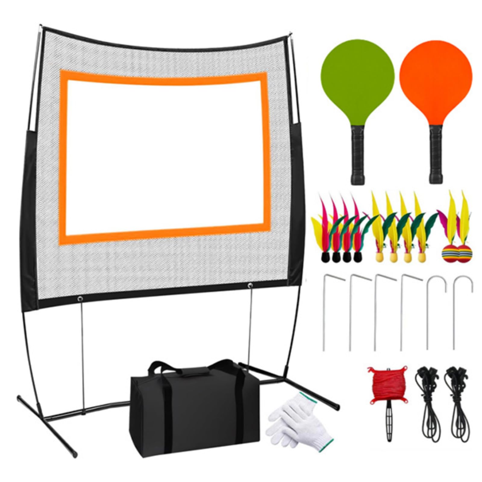 KIRJAUDU Filet Badminton Extérieur & Intérieur, Set Pickleball 5 en 1 avec Raquette Badminton, Filet de Badminton Polyvalent pour Jardin, Plage, Jeux en Famille