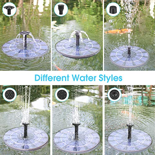 Gocheer Upgraded Solar Fountain, Bird Bath Solar Powered Fountain Pump with 800 mAh Battery Backyard Free Standing Solar Water Fountain Outdoor Pool Garden Pond Aquarium, 6 Water Styes