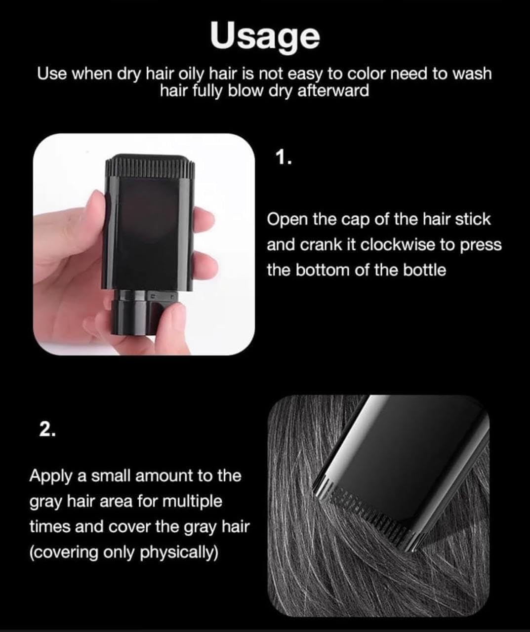 DEVANX CONFECTIONS New Hair Color Comb Stick, Waterproof and Sweat-Proof Instant Hair Dye Stick Grey Hair Coverage for Men & Women, Easy Application (BLACK 2
