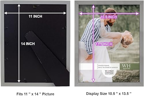 Miniatura 5 de Renditions Gallery Portarretratos de 11 x 14 pulgadas, diseño de madera de estilo moderno y vidrio de alta definición, listo para pared y mesa,