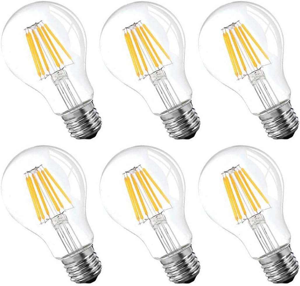 Amazon A60 Led フィラメント電球 6w エジソンランプ E26口金 2700k 電球色 白熱電球60w形相当 エジソン バルブ 広配光タイプ 360度発光 調光器対応 6個入 Worthy Lighting ホーム キッチン 通販
