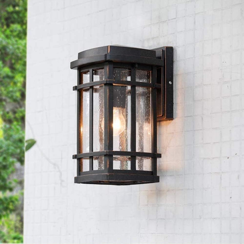 Bracket Light E27 Garden Balcony Patio Door Decoration Wall Sconce European Outdoor Waterproof Rust-Proof Wall Lamp Black Simple Square Cage Outside Bracket Light Stainless Steel Bracket Light