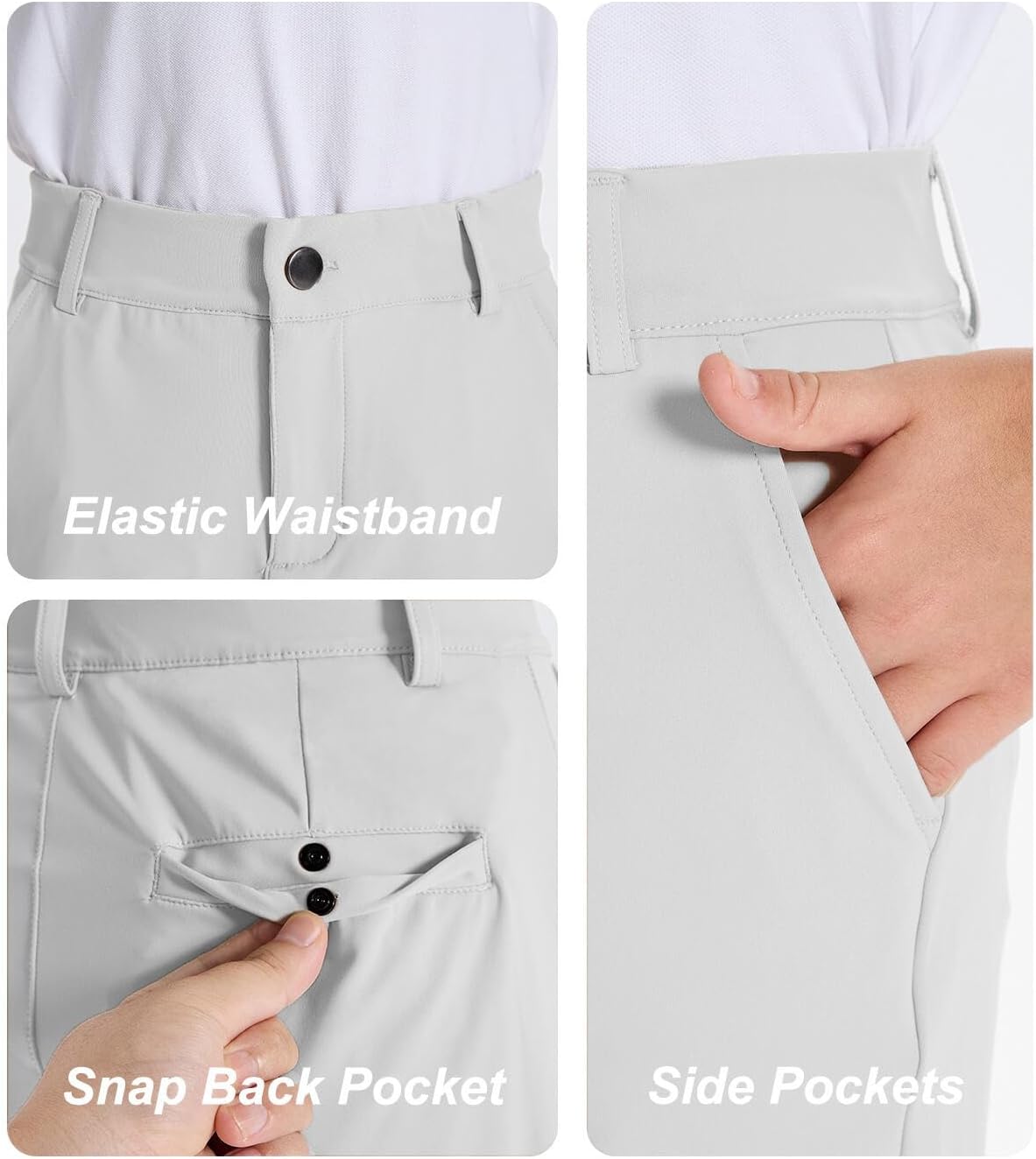 DEVOROPA Youth Boy's Golf Pants Quick Dry Athletic Chino Flat Front Pants Kids School Uniform Clothes