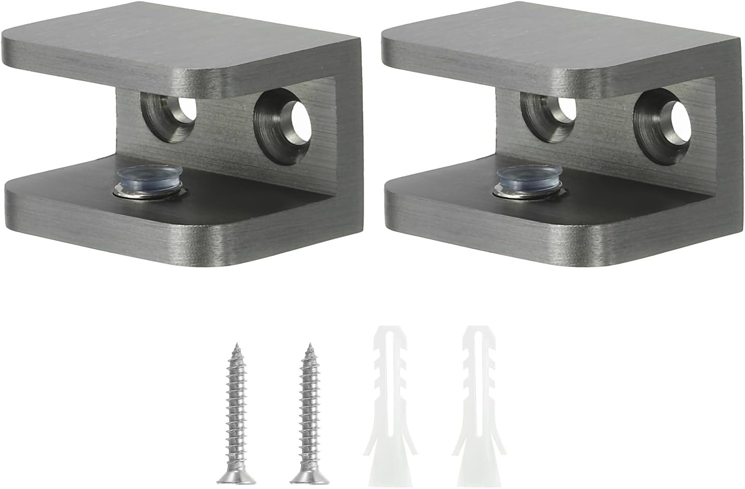 uxcell Glass Shelf Clamp, 2Pcs Brass Glass Clamp for 5-8mm Thick Glass, Adjustable Glass Shelf Bracket Support Holder, Gold