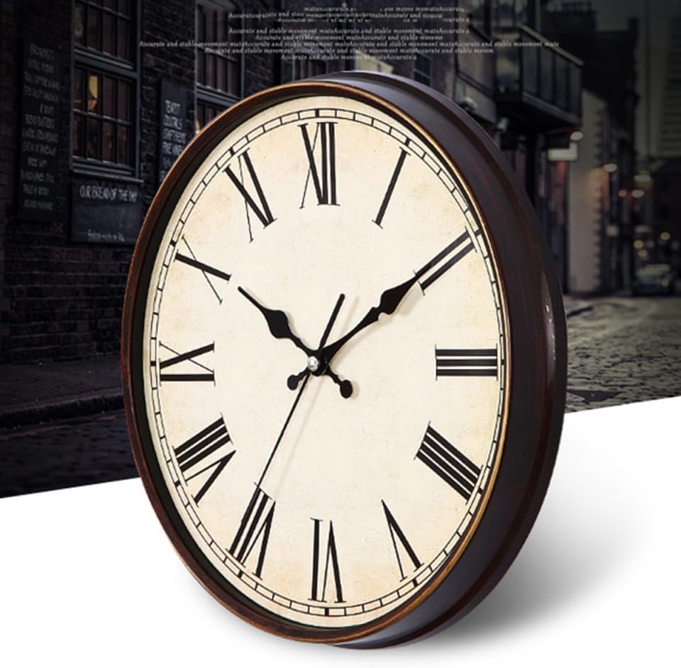 ORFOFE 11-Inch Vintage European Wall Clock Silent Quartz Movement Roman Numeral Dial Large Decorative Wall Clock for Living Room Bedroom Kitchen