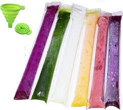 120pcs Ice Popsicle Molds Bags Pop Mold Pouch with Zip Seals get Foldable Funnel Free, 11"x2" DIY Zip-Top Ice Pop Pouches for Gogurt, Ice Candy or Freeze Pops, BPA Freezer Tubes for Kids and Adults