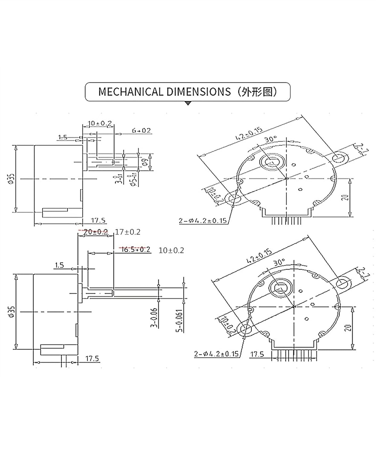 Small Motor,Dc Motor,Motor 35BYJ46 Step Gear Motor, DC 5V 12V 300 Ohms, 24V Permanent Magnet Small Stepper Motor, Humidifier Repair Parts Mini Precision (Speed(RPM) : 17MM Shaft, Voltage(V) : 5V 20 Oh